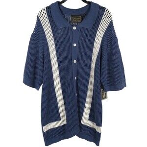 Massive Luxury Edition NEW Sweater Crochet Knit‎ Polo Shirt Button Cotton MEDIUM